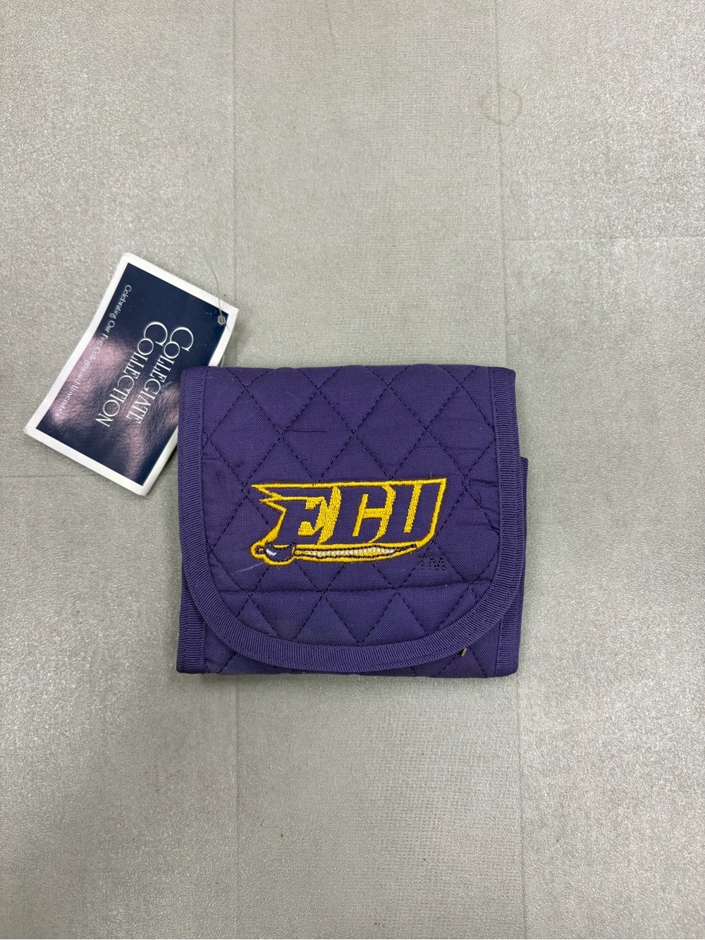 ECU Quilted Purple Wallet with Yellow Logo - Collegiate Collection NEW